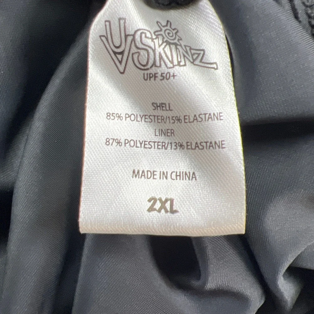 UV Skinz Tankini Top Womens 2XL Black Stretch Ruched Wide Strap UPF 50+ Swimwear